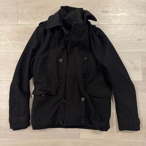 H&M Black Naval Style Zipper Button Mens Coat Sz. Small